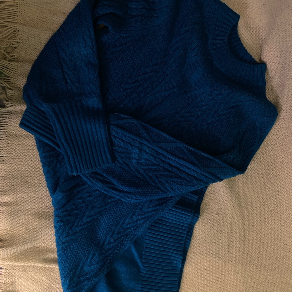 Blue Cable Knit Sweater Dress